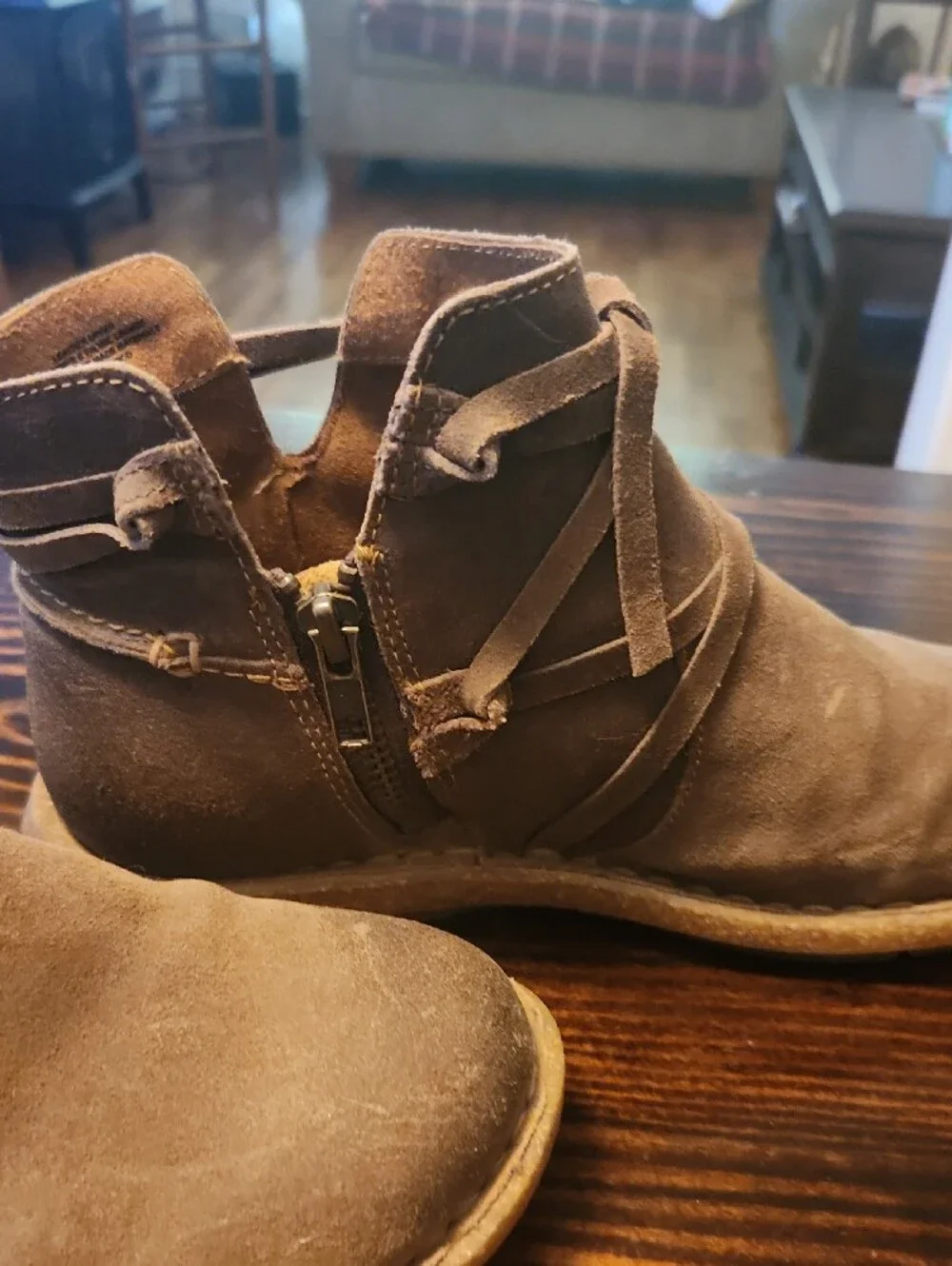 Born Women's Brown Suede Ankle Boots with Wrap Laces